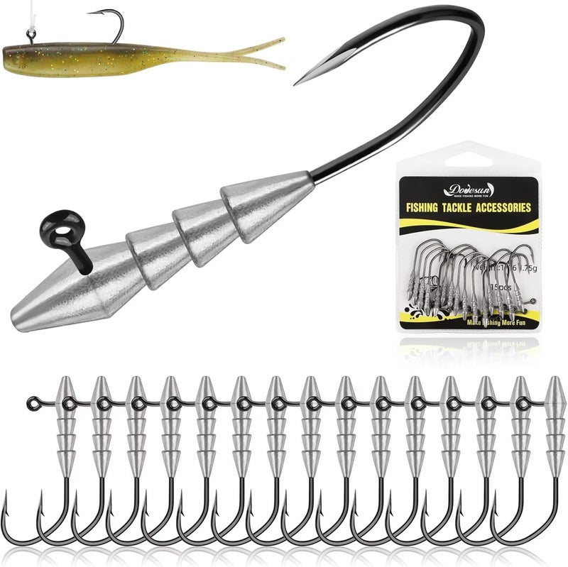 Dovesun 15PCS Hover Rig Jighead Swimbait Jig Heads for Bass Fishing Bass Hooks 1/0 Hover Strolling Rig Kit Fishing Jig Heads 1/16OZ 1/8OZ - Image 1